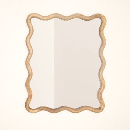Wavy Scalloped Mango Wood Floor Mirror 36x48"