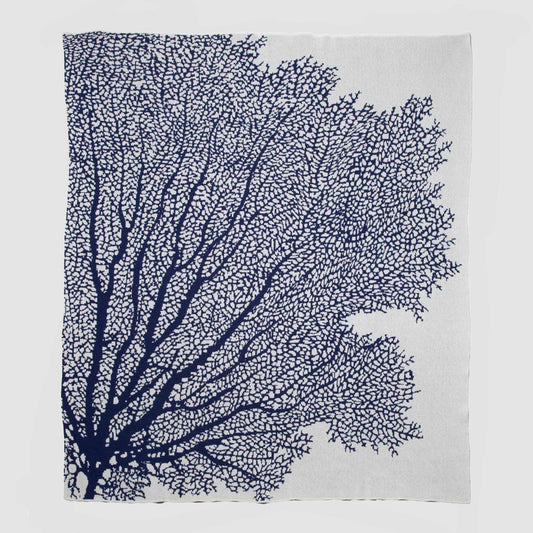 Fan Coral - Cotton Sustainable Knit Throw Blanket | Coastal