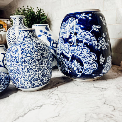 Samira Blue & White Chinoiserie Vases