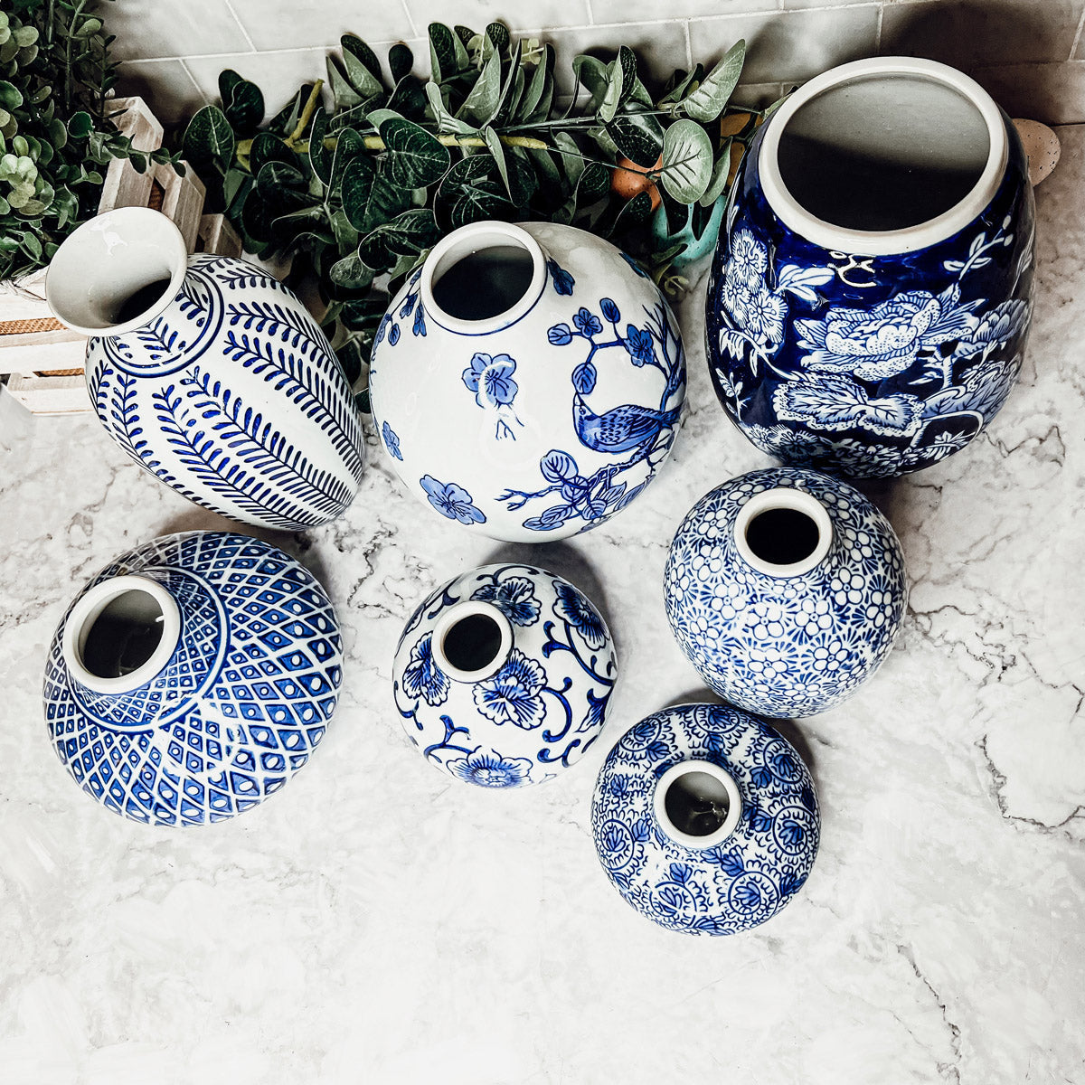 Samira Blue & White Chinoiserie Vases