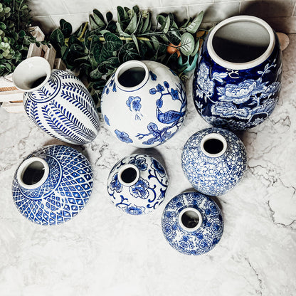 Samira Blue & White Chinoiserie Vases