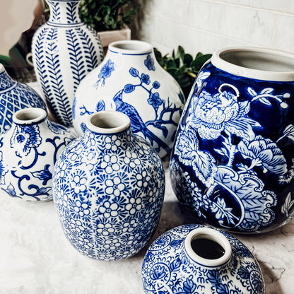 Samira Blue & White Chinoiserie Vases