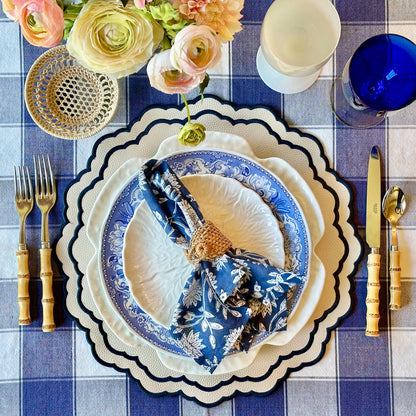 Scarlet, White & Navy Embroidered Faux Leather Placemats