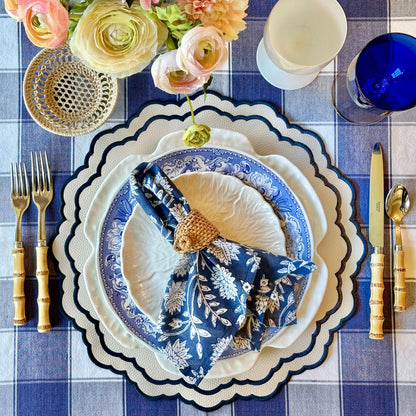 Scarlet, White & Navy Embroidered Faux Leather Placemats