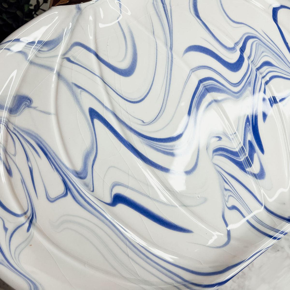 Marbled pumpkin platter with gold stem detail