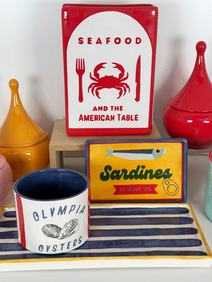 Striped Low Profile Tray in Blue & Yellow
