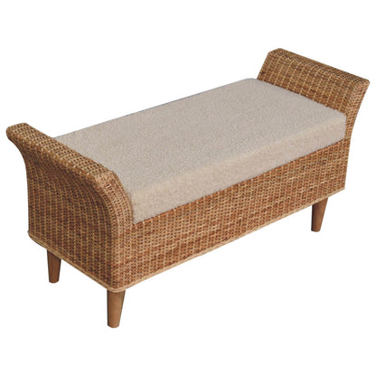 Riviera Woven Rattan & Boucle Bench