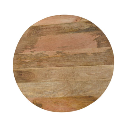 Larissa Round Coffee Table - Solid Mango Wood with Rattan Base