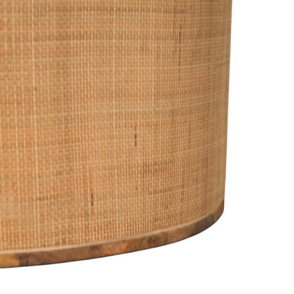 Larissa Round Coffee Table - Solid Mango Wood with Rattan Base