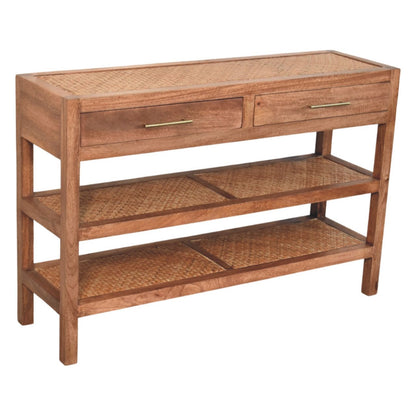 Saffron Rattan Console Table, Brown