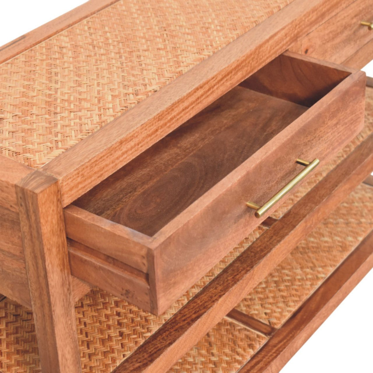 Saffron Rattan Console Table, Brown