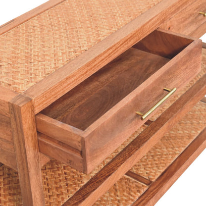 Saffron Rattan Console Table, Brown