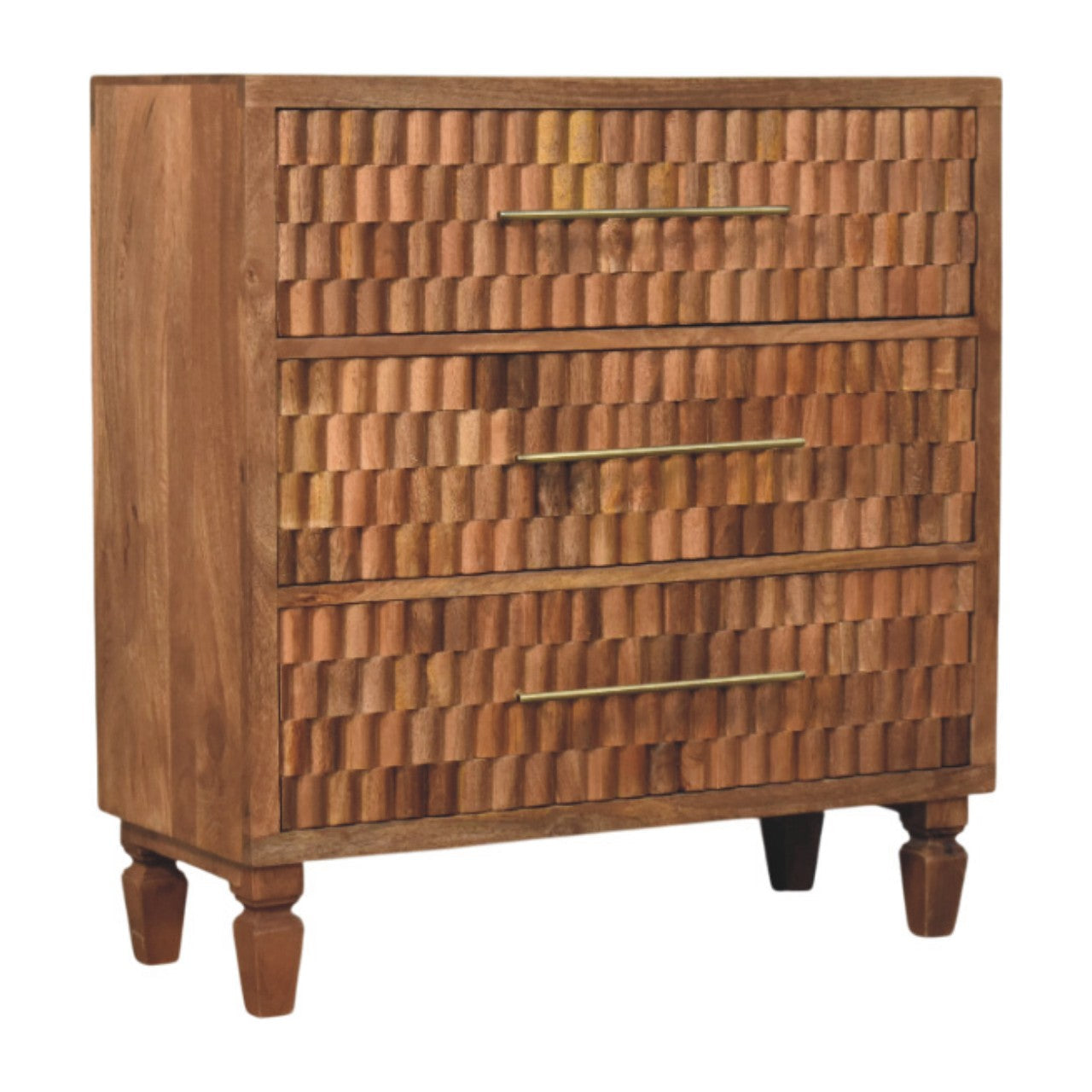 Cadiz Carved Storage Chest – Solid Mango Wood, 3 Drawers