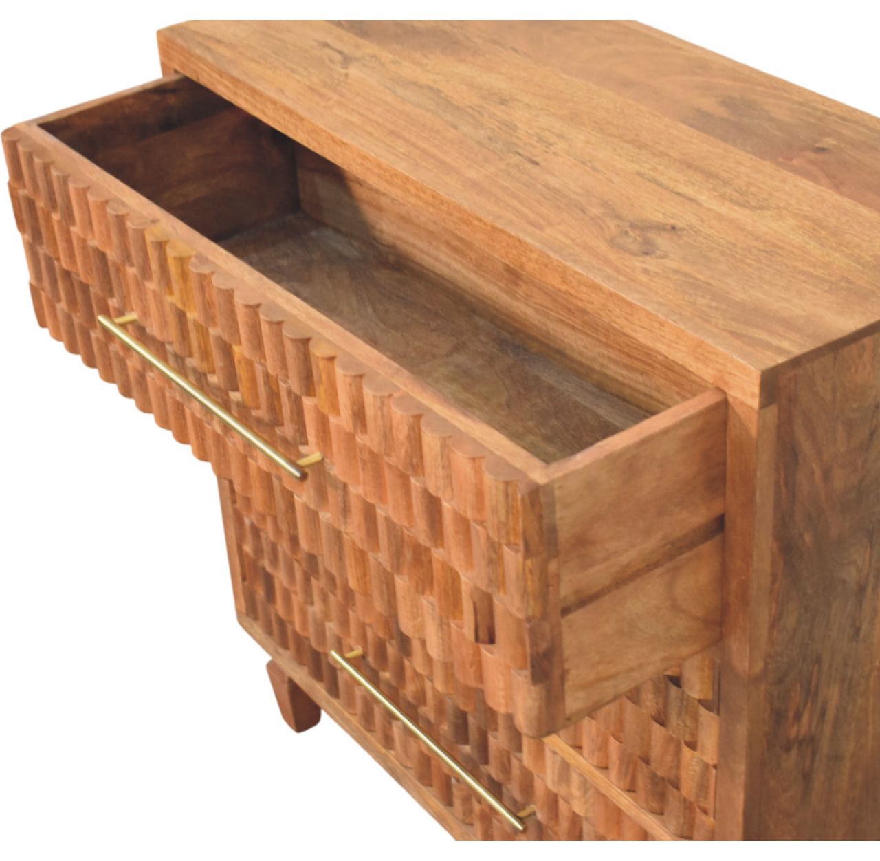 Cadiz Carved Storage Chest – Solid Mango Wood, 3 Drawers