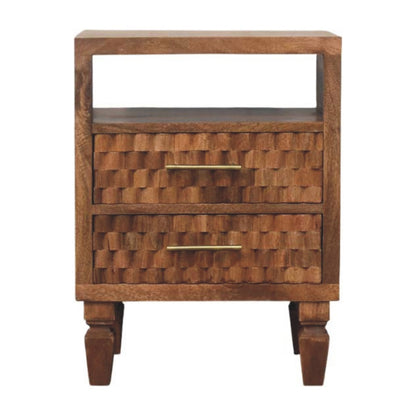 Cadiz Carved Open-Shelf Bedside Table