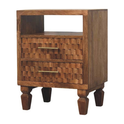 Cadiz Carved Open-Shelf Bedside Table