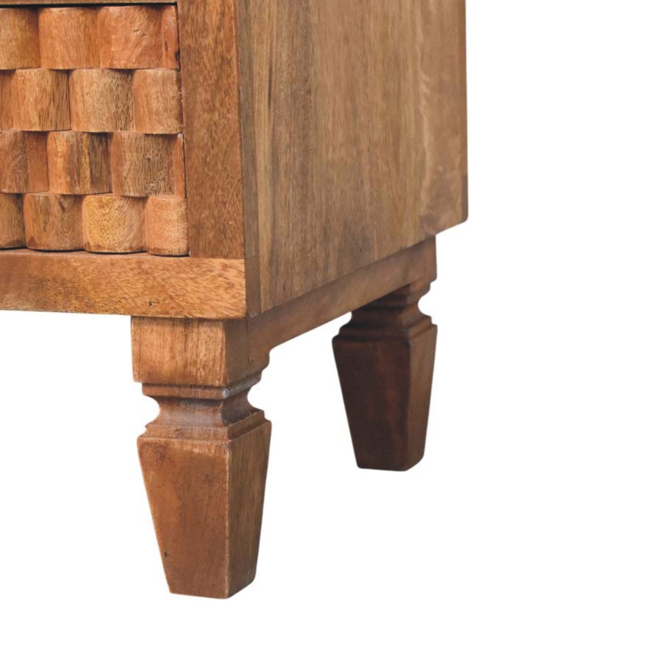 Cadiz Carved Open-Shelf Bedside Table – Solid Mango Wood