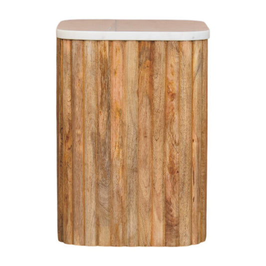Artisan Furniture Solid Wood Oakish Marble Side Table