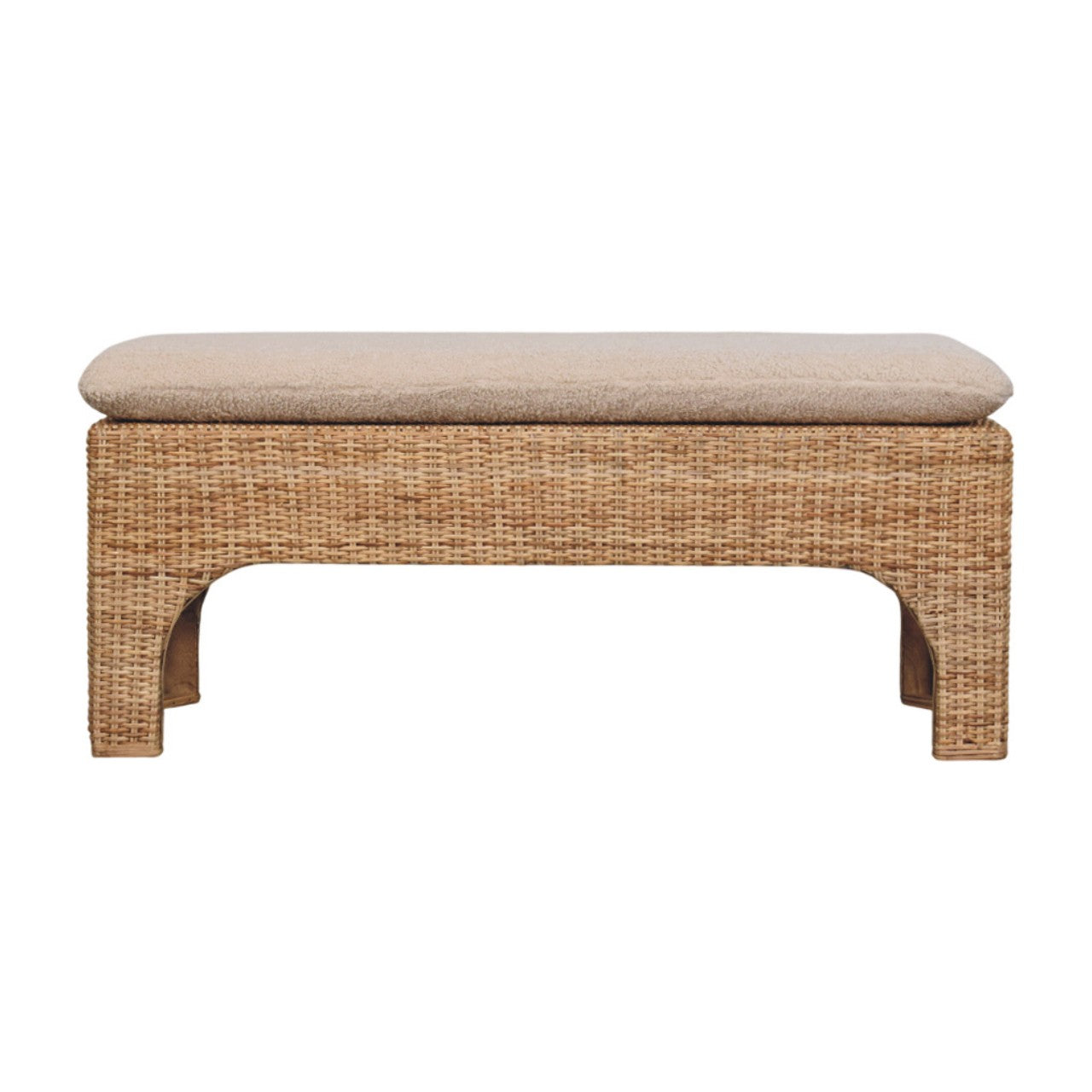 Rattan Harmony Bench – Handwoven Rattan & Solid Mango Wood