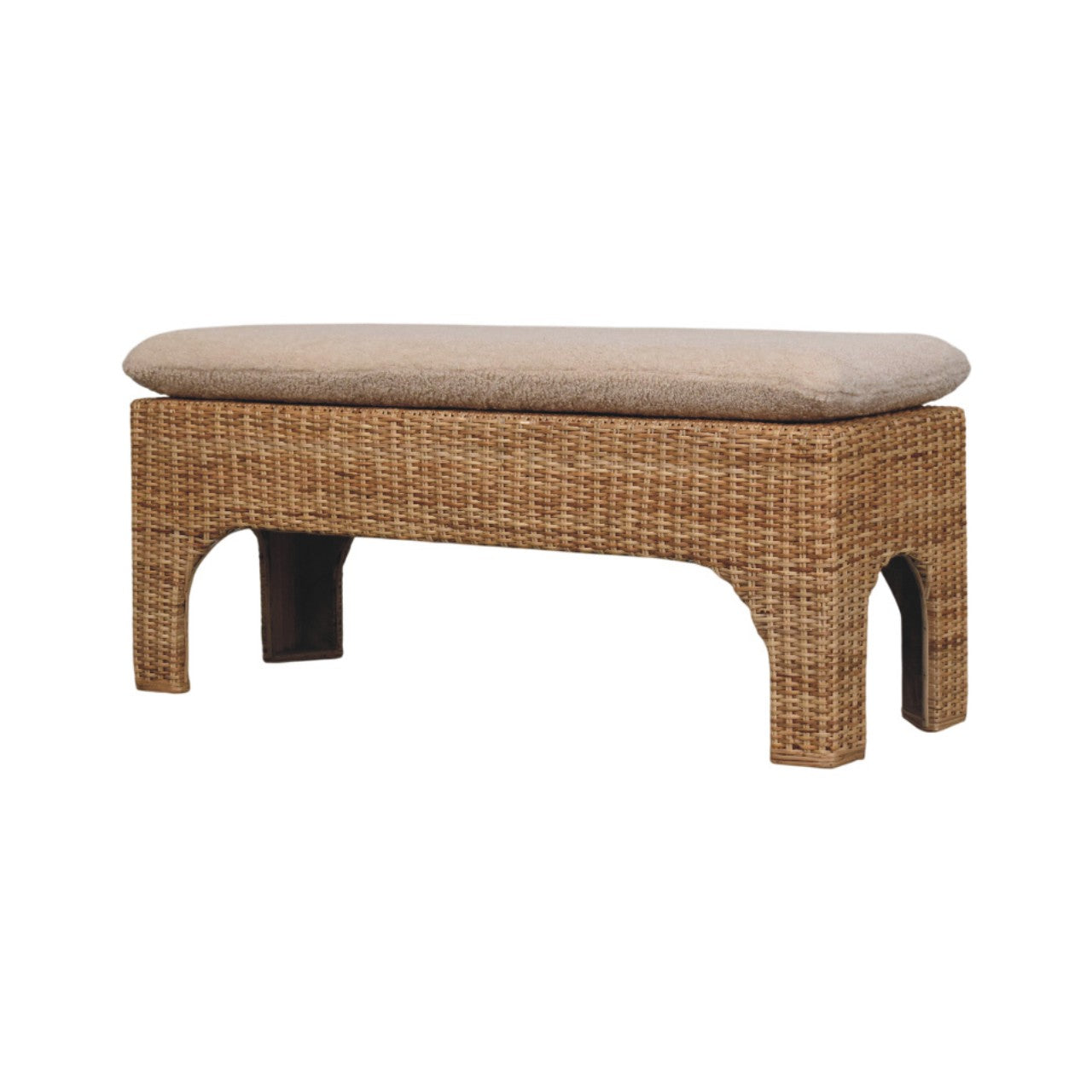 Rattan Harmony Bench – Handwoven Rattan & Solid Mango Wood