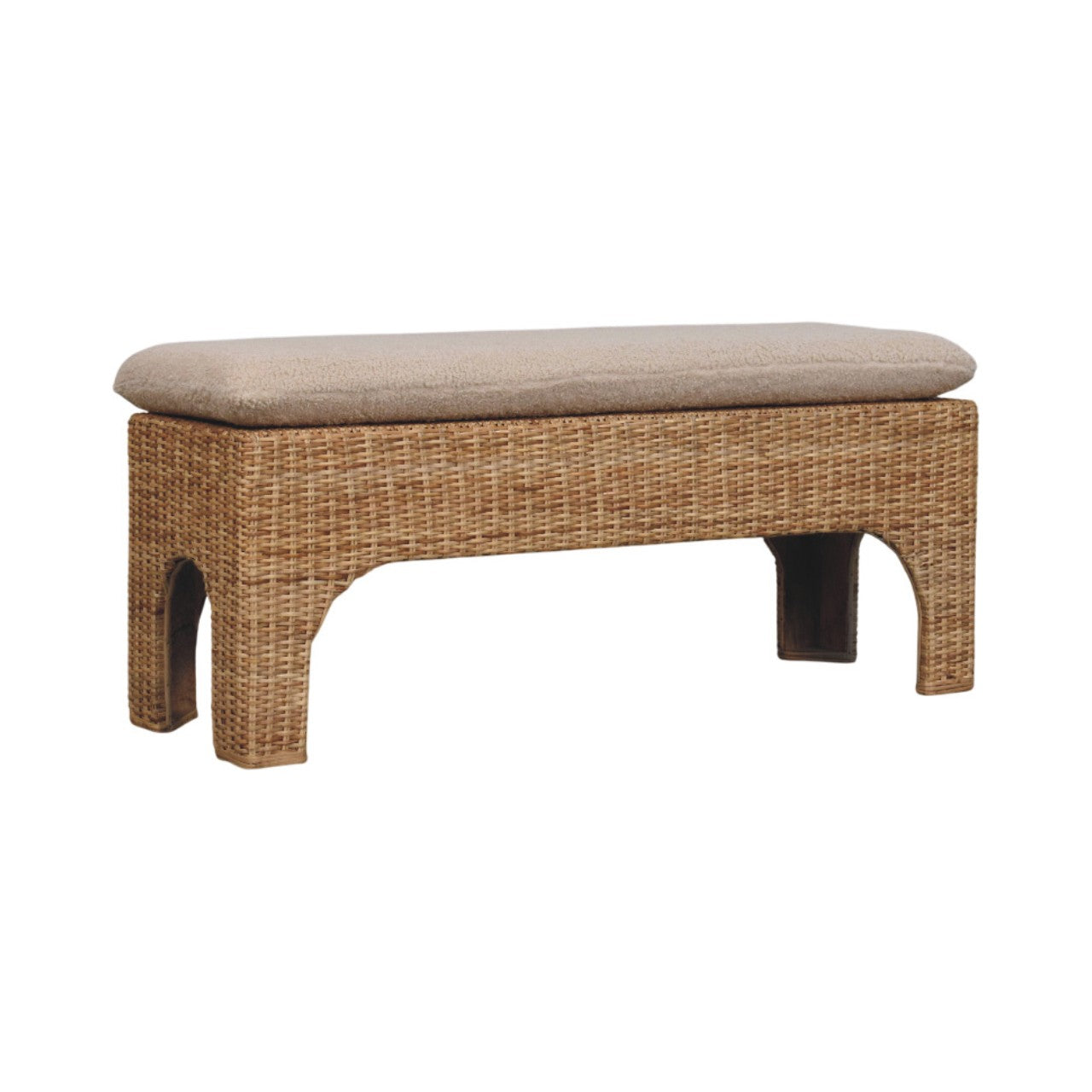 Rattan Harmony Bench – Handwoven Rattan & Solid Mango Wood