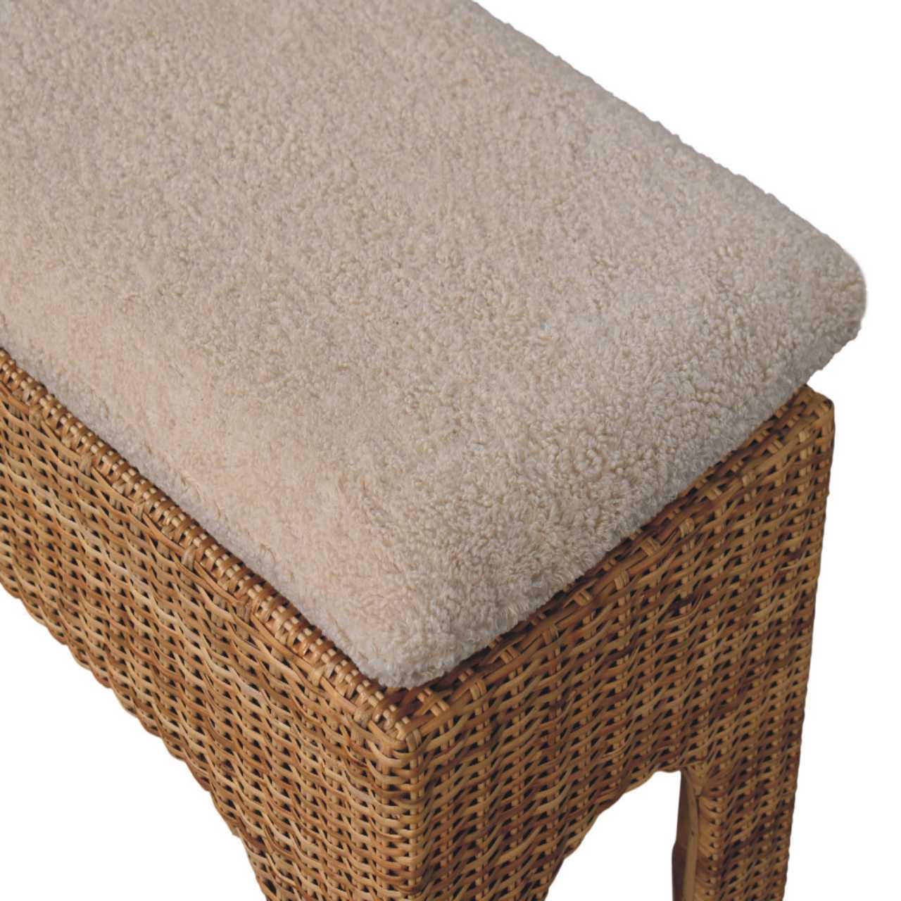 Rattan Harmony Bench – Handwoven Rattan & Solid Mango Wood