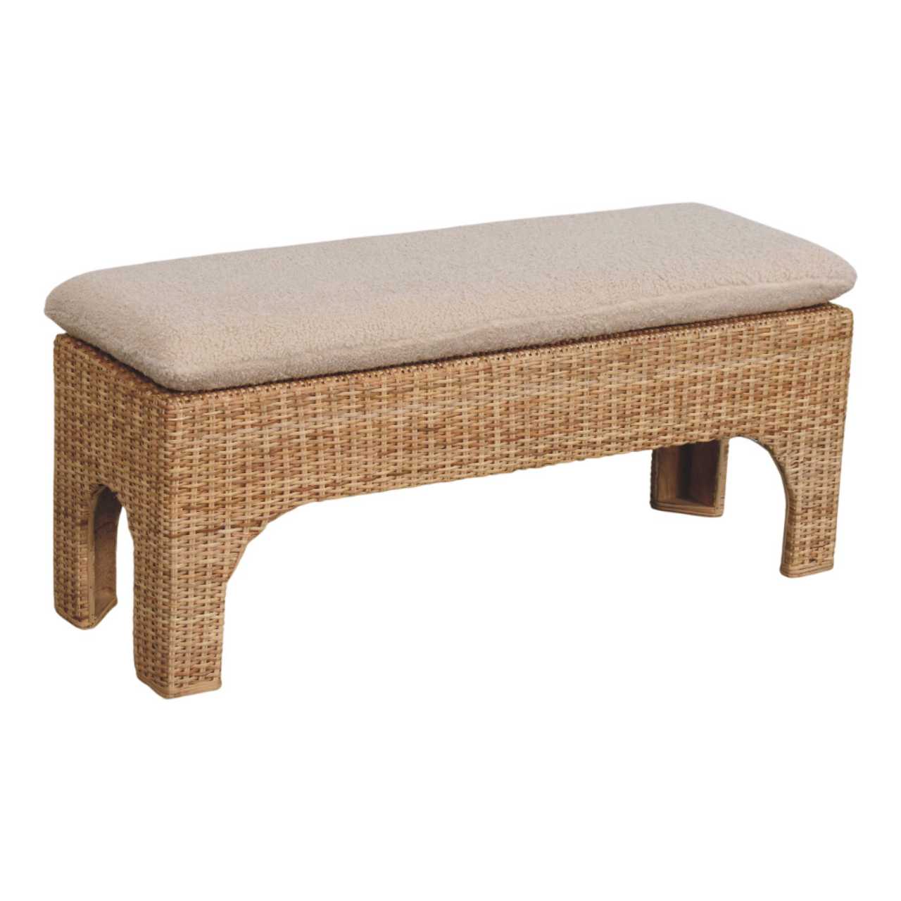 Rattan Harmony Bench – Handwoven Rattan & Solid Mango Wood