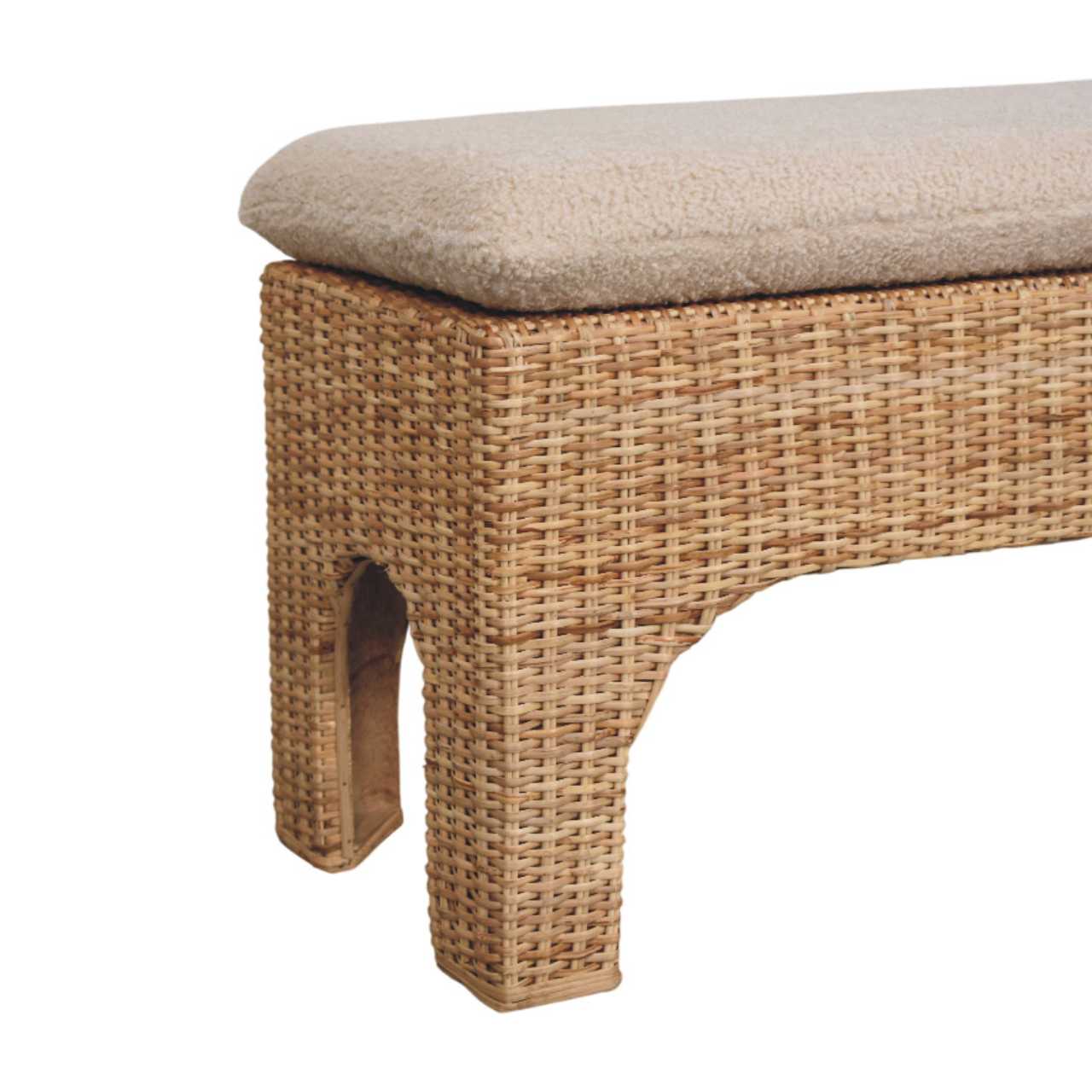 Rattan Harmony Bench – Handwoven Rattan & Solid Mango Wood