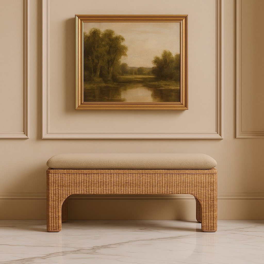 Rattan Harmony Bench – Handwoven Rattan & Solid Mango Wood