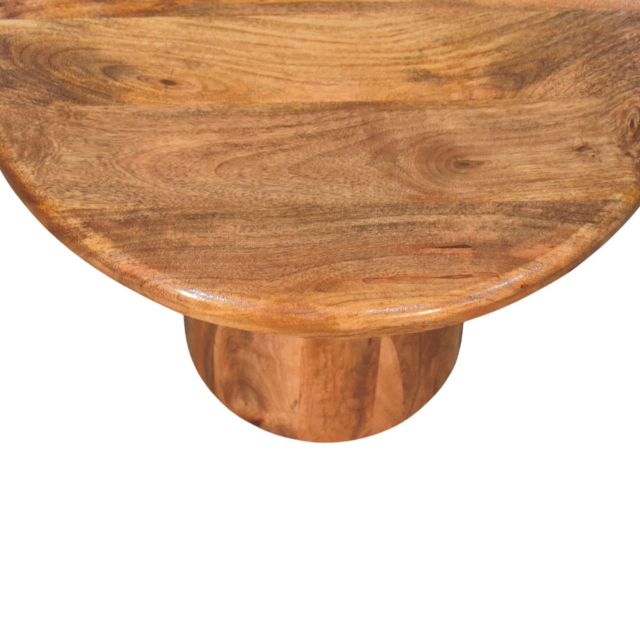 Solid Wood Sculpted Pedestal Coffee Table - Coastal Handcrafted Mango Wood Statement Coffee Table, Beach House Furniture