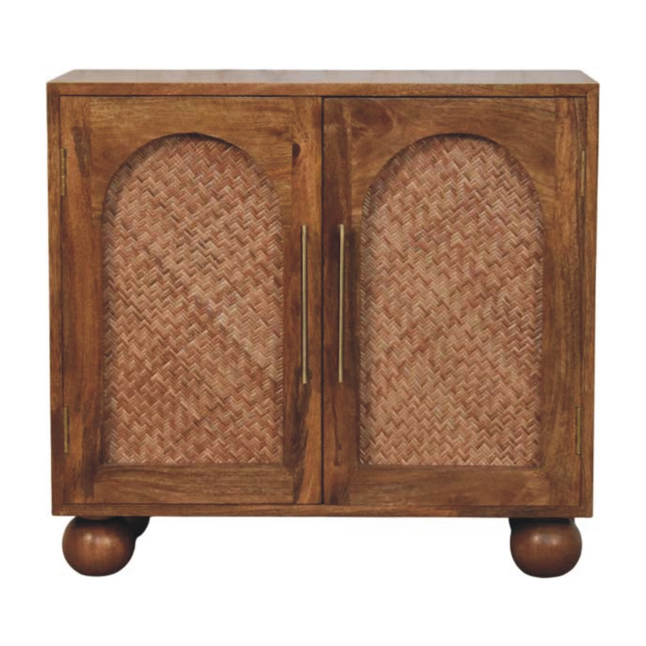 Solid Wood Arched Rattan Two-Door Sideboard
