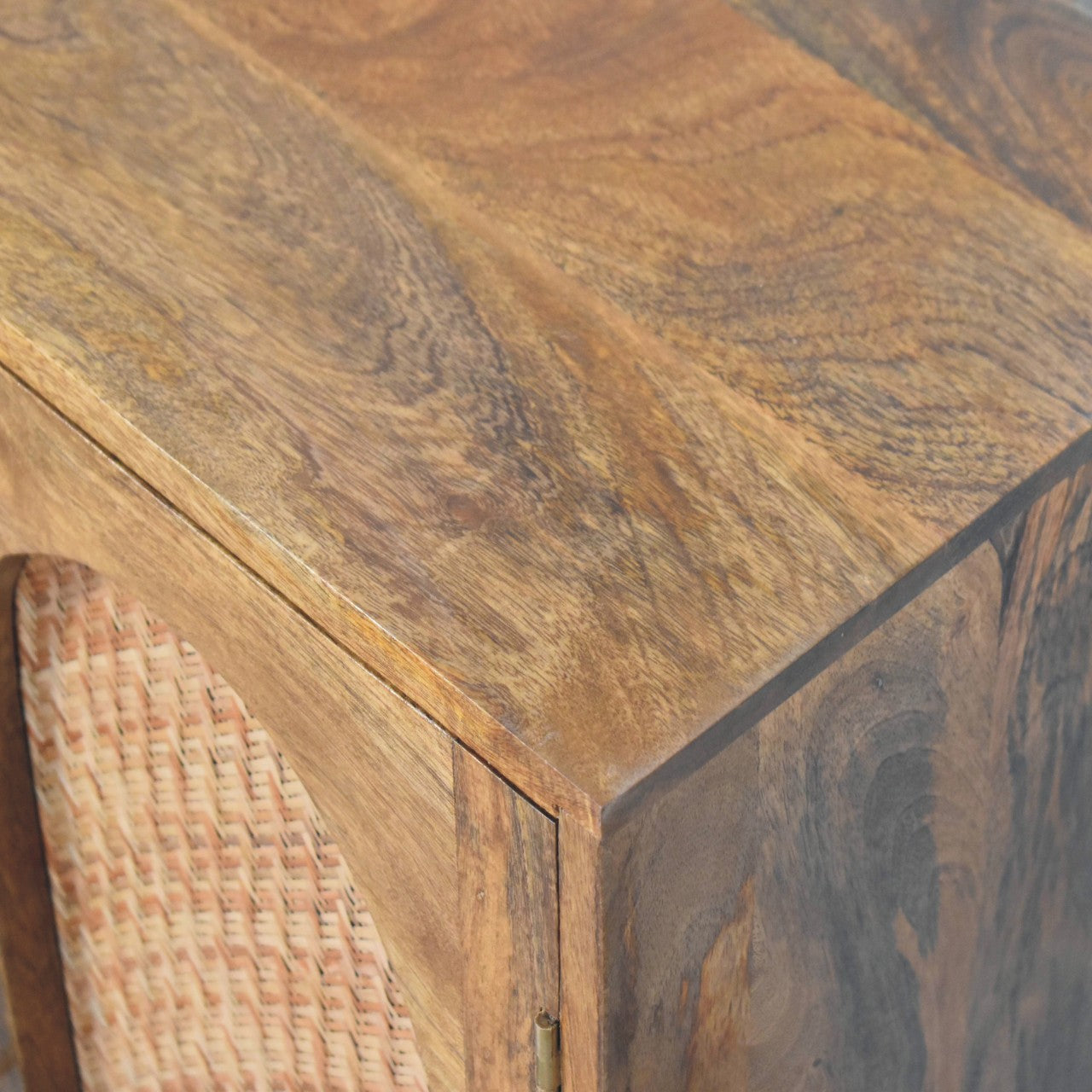 Solid Wood Arched Rattan Two-Door Sideboard