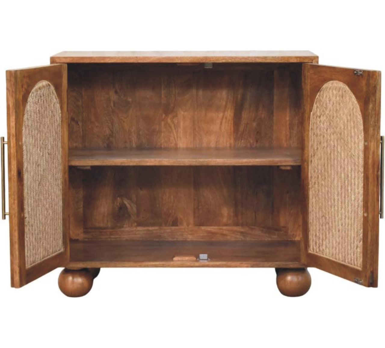 Solid Wood Arched Rattan Two-Door Sideboard