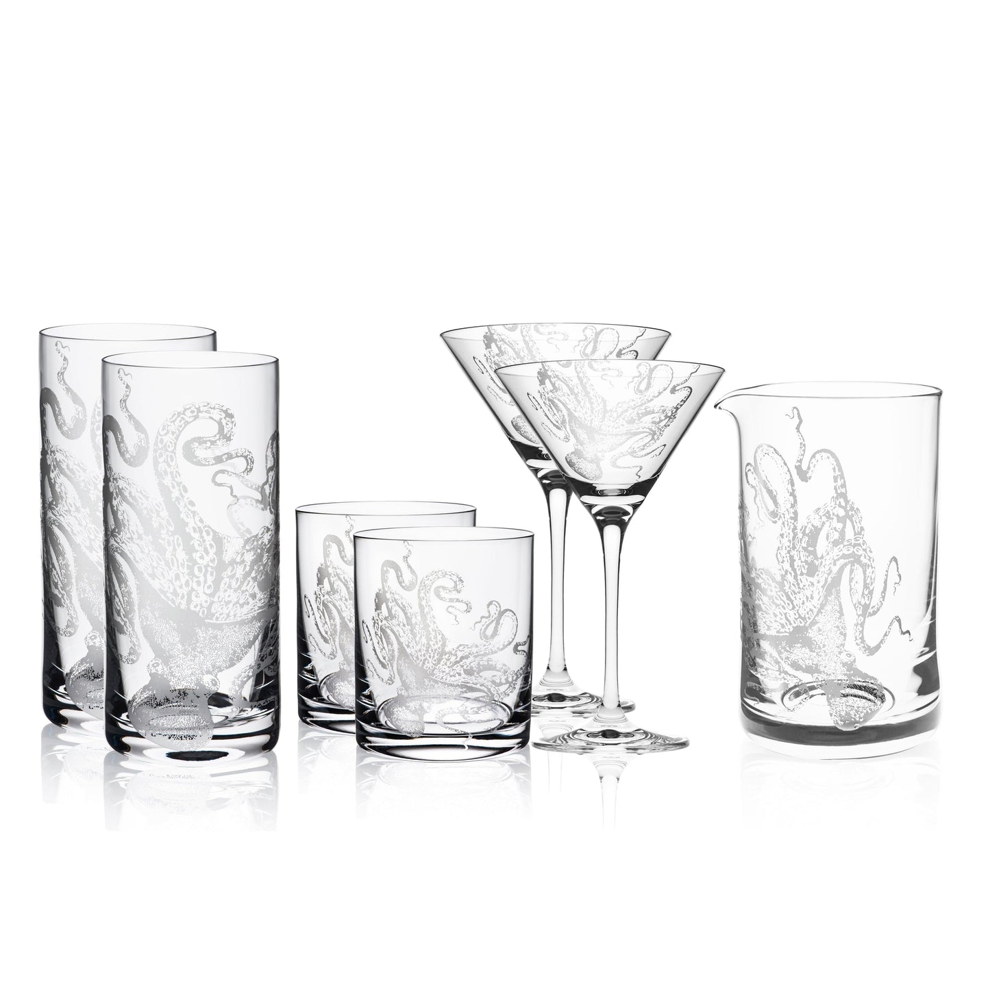 a group of glasses sitting next to each other