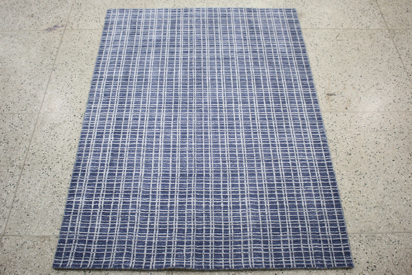 Light Blue Wool & Bamboo Silk Handloom Area Rug - Coastal Handwoven Luxury Rug, Beach House Decor