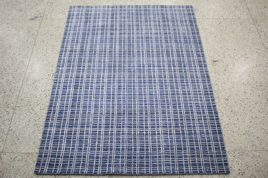 Light Blue Wool & Bamboo Silk Handloom Area Rug - Coastal Handwoven Luxury Rug, Beach House Decor