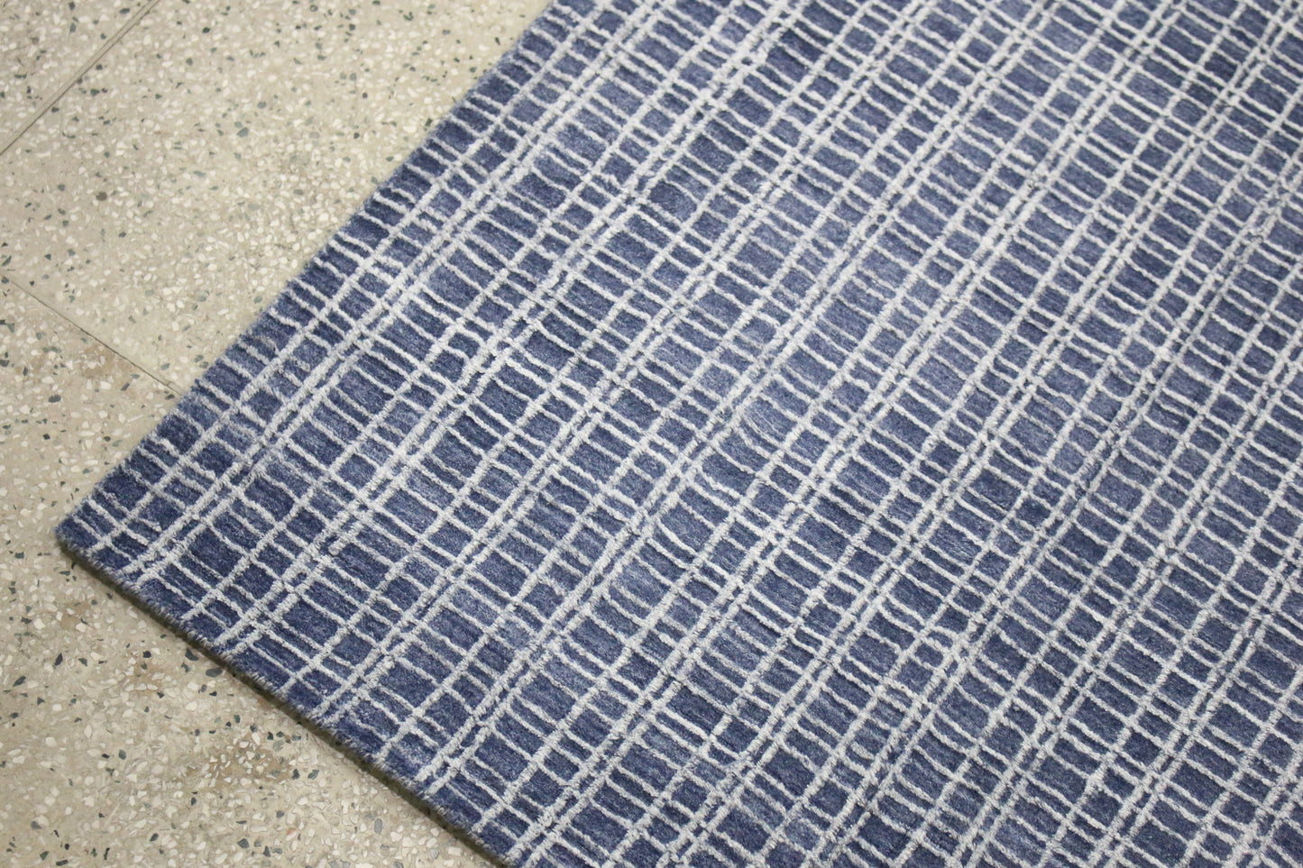 Light Blue Wool & Bamboo Silk Handloom Area Rug - Coastal Handwoven Luxury Rug, Beach House Decor
