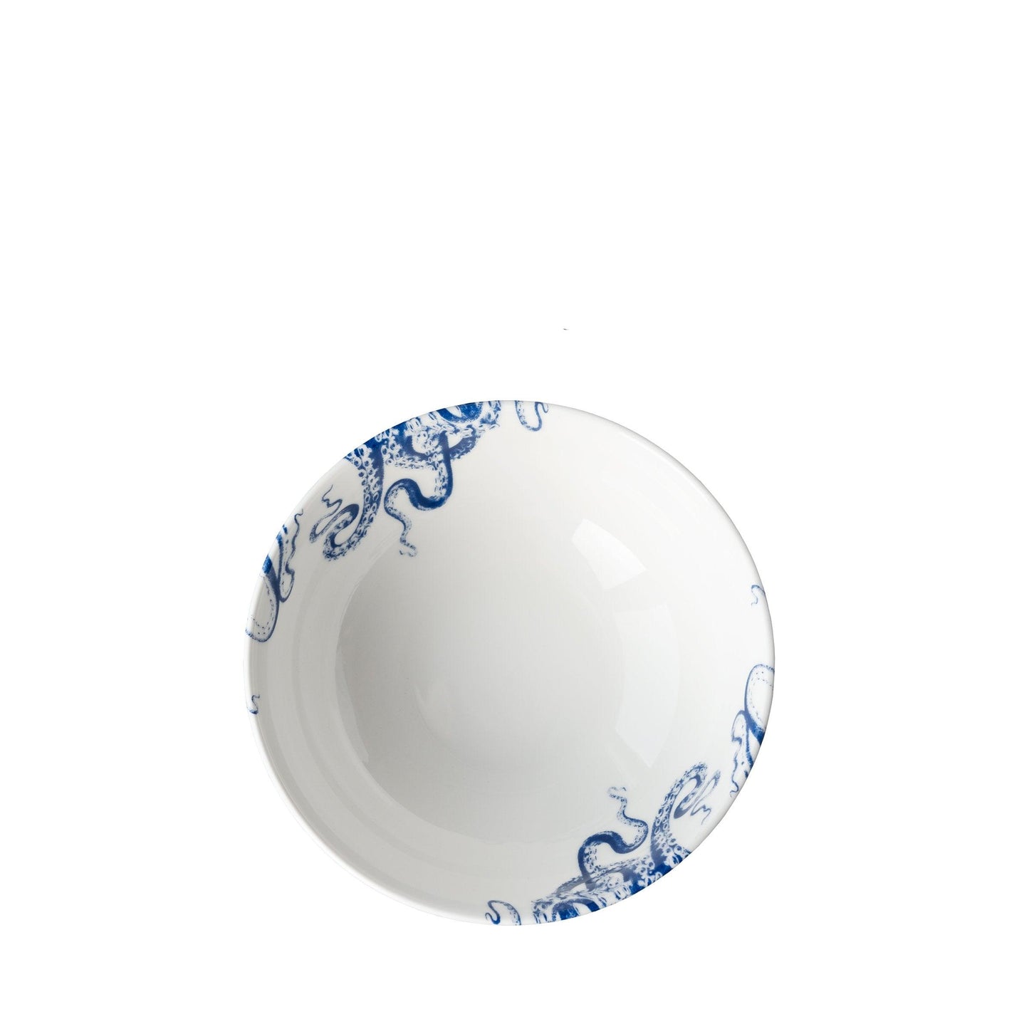 a white bowl with blue designs on it