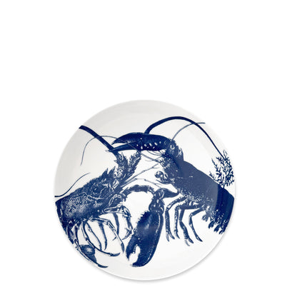 	Overhead view of the Lobster Entrée Bowl showing two blue lobsters facing each other across the white interior