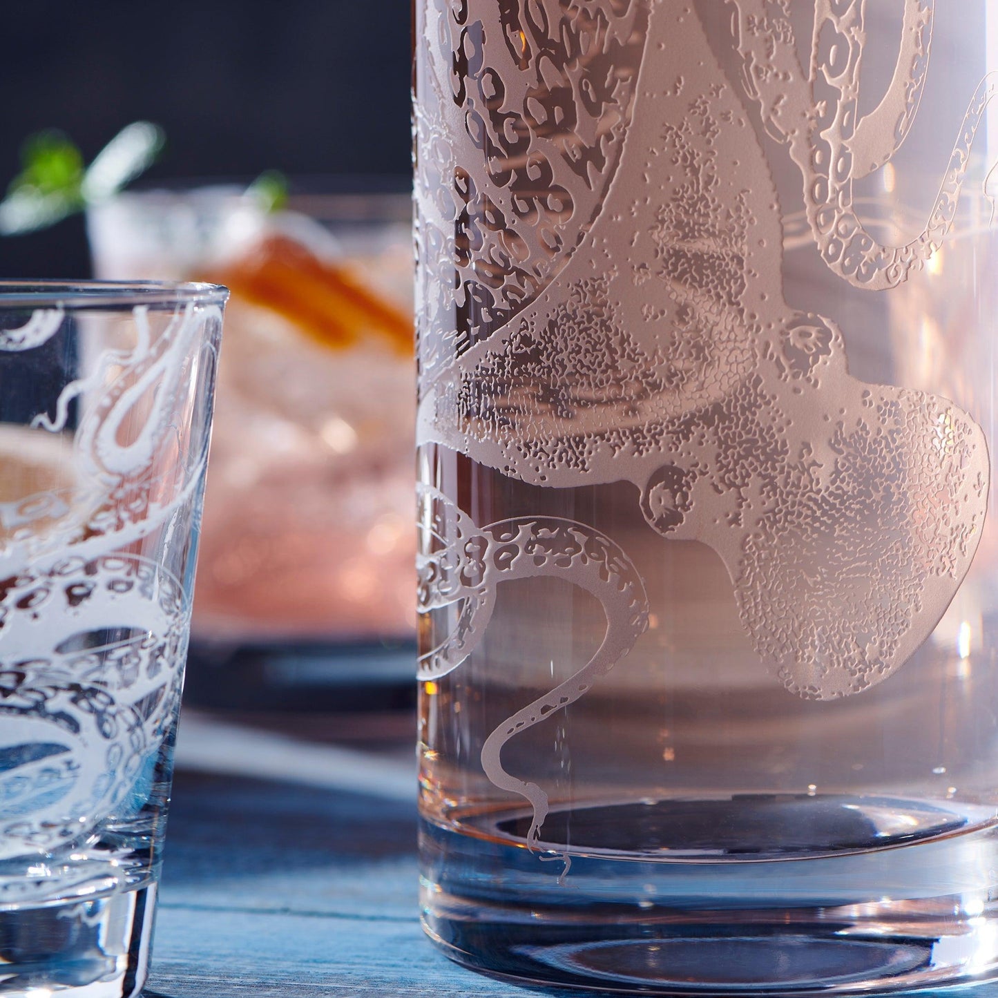 a close up of a glass on a table