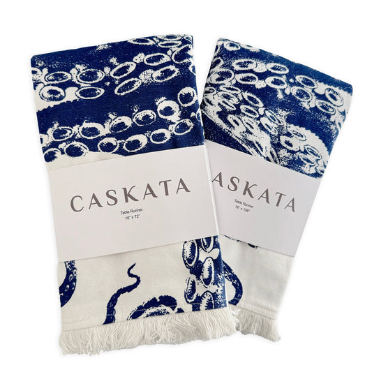 Lucy the Octopus Table Runner - Coastal Nautical Cotton Table Linen, Beach House Dining Decor
