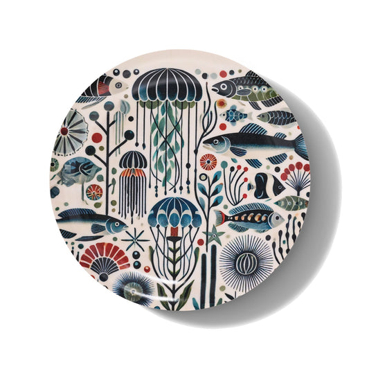 Jellyfish Mini Birchwood Tray Set of 2 - Coastal Nautical Serving Trays, Beach House Entertaining