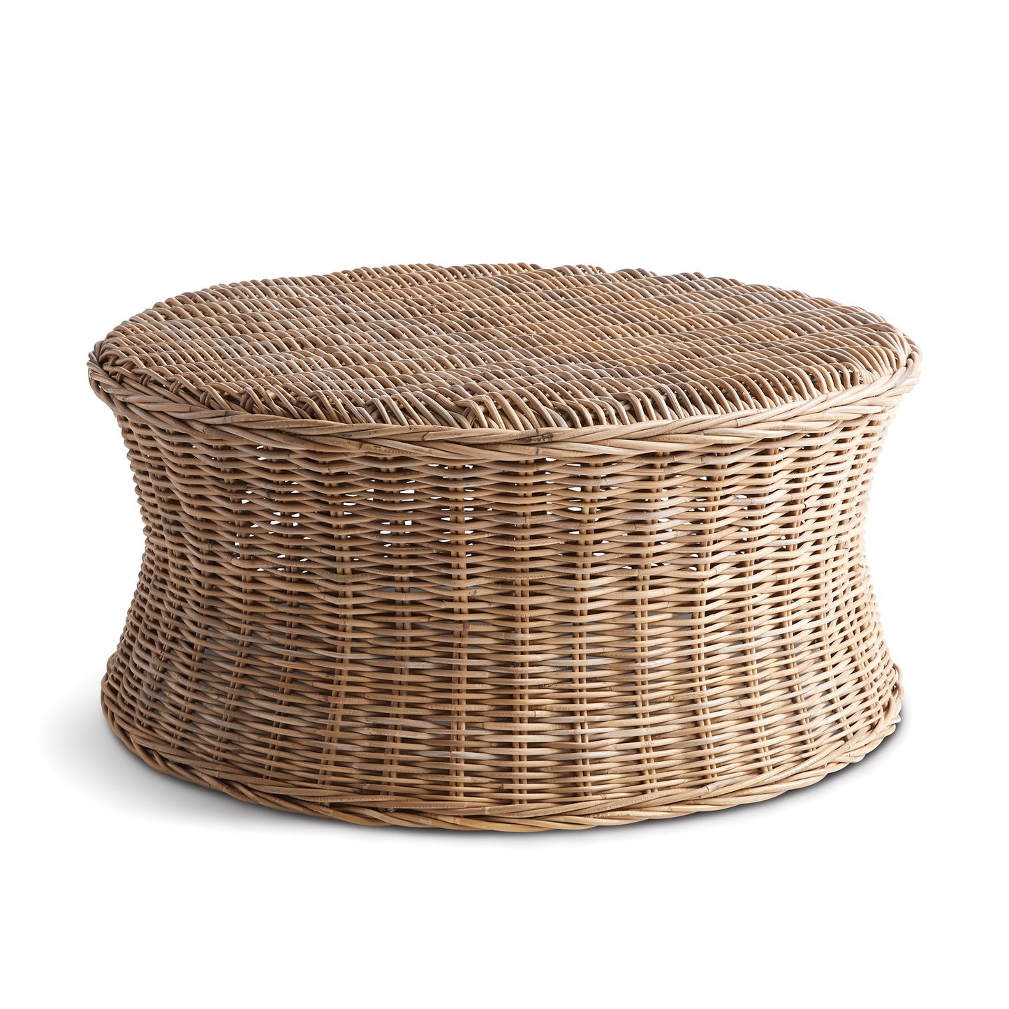 Normandy Rattan Coffee Table - Coastal Round Coffee Table, Beach House Living Room Furniture