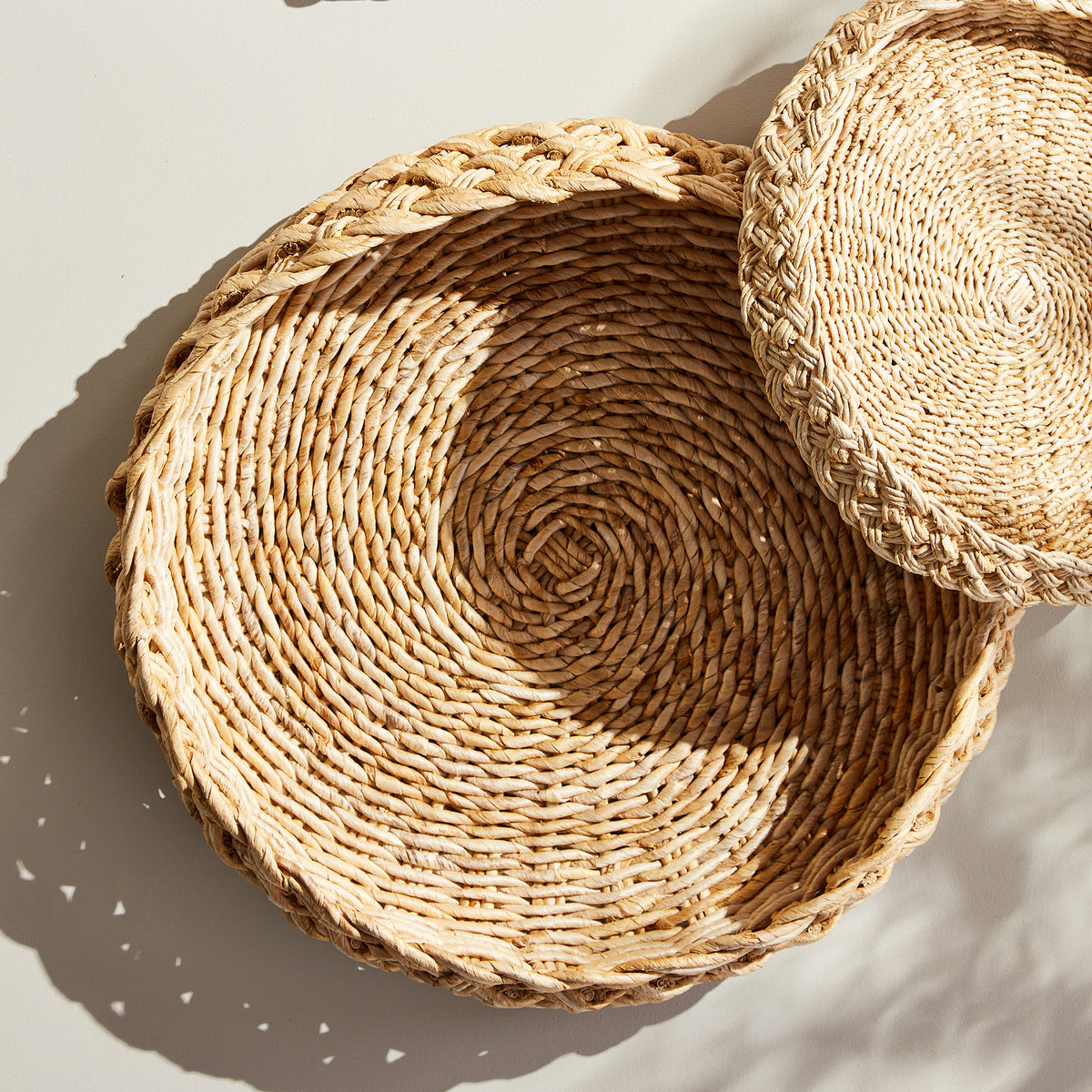 Abaca French Braided Baskets, Set of 2