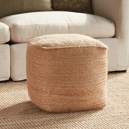 Jute Square Pouf, Natural