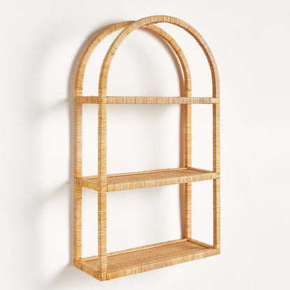 3-Tier Curio Shelf - New Haven Coastal Woven Display Shelf, Beach House Decor