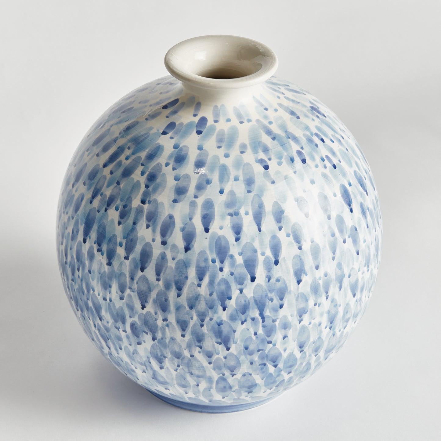 Cascata Vase Large - Coastal Handmade Italian Tuscany Blue & White Ceramic Vase, Beach House Decor