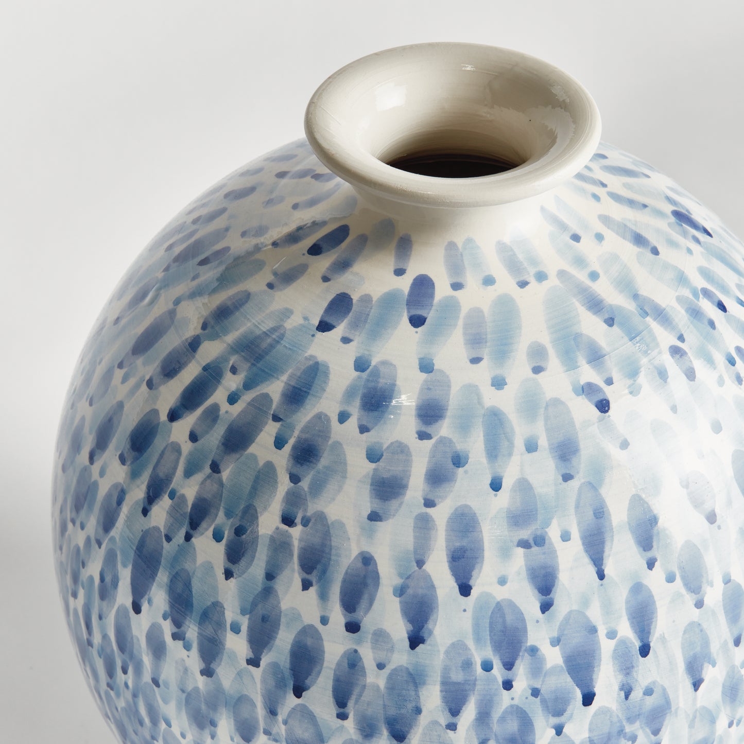 Cascata Vase Large - Coastal Handmade Italian Tuscany Blue & White Ceramic Vase, Beach House Decor