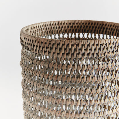 Rattan Hurricane Lantern Large - Coastal Woven Candle Holder, Beach House Decor