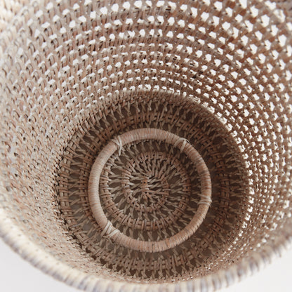 Rattan Hurricane Lantern Large - Coastal Woven Candle Holder, Beach House Decor